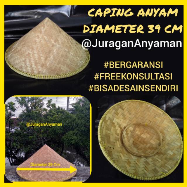 CAPING ANYAM DIAMETER 39 CM - CAPING BAMBU - CAPING ANYAMAN BAMBU - TOPI BAMBU ANYAM - TOPI PETANI