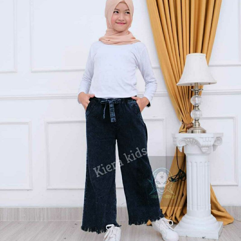 Kulot Jeans Anak Usia 6-15 Thn / Celana Kulot Rawis Kekinian Anak Tanggung Bahan Jeans Premium