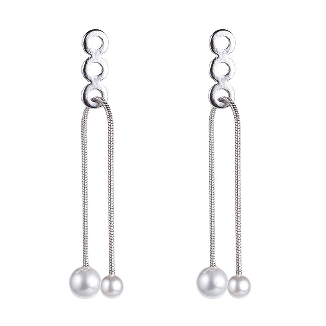 LRC Anting Tusuk Fashion Gold Alloy Rope Pearl Earrings F6335X