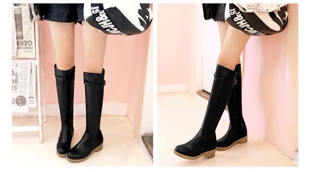 IMPORT Sepatu Boots Kulit Winter Musim Dingin Selutut