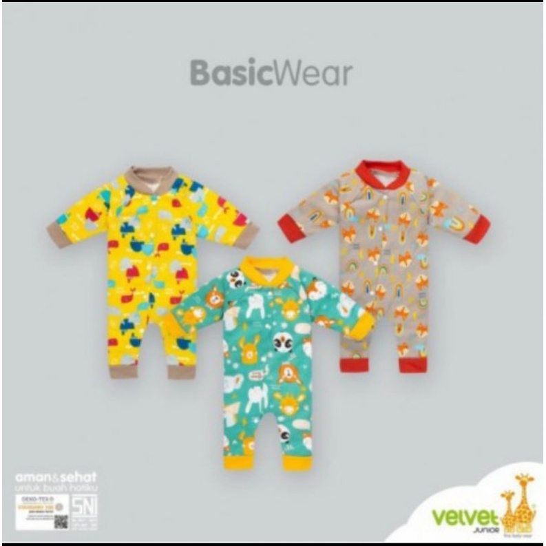 Velvet Junior Jumper Bayi Panjang Buka Kaki sleepsuit baju bayi baju kodok