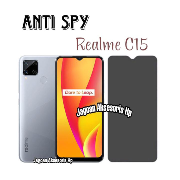 Tempered Glass ANTI SPY Realme C15 6.5 inch Anti Gores Kaca PRIVACY Anti Intip