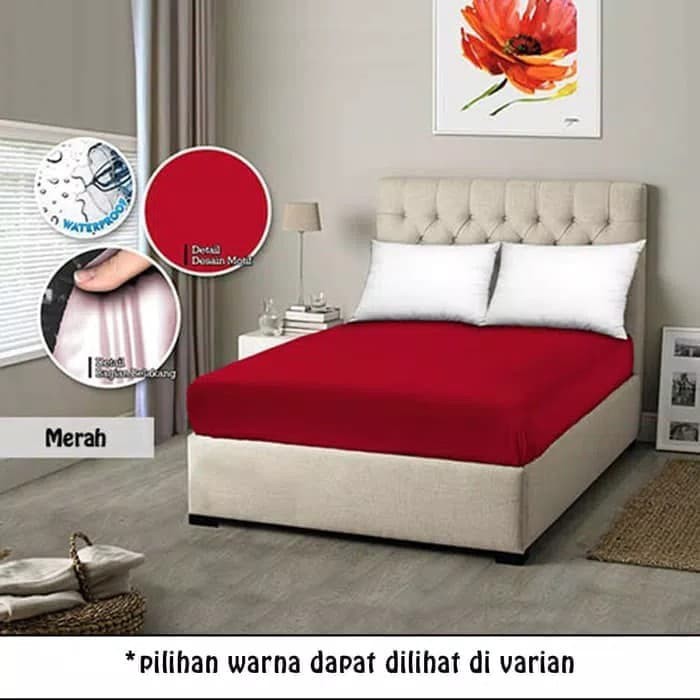 Sprei Polos Waterproof (Anti Air/Anti Ompol) Polos Ukuran 100, 120, 160, 180-Merah