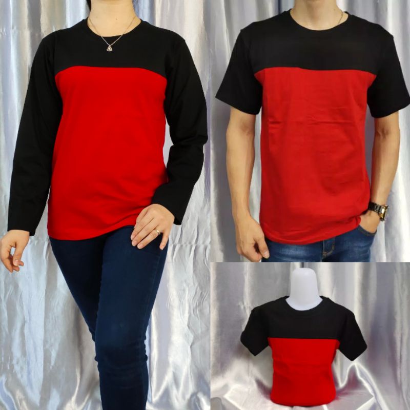 kaos reglan polos panjang kombinasi HITAM-MERAH  uk 20 22 S M L XL XXL