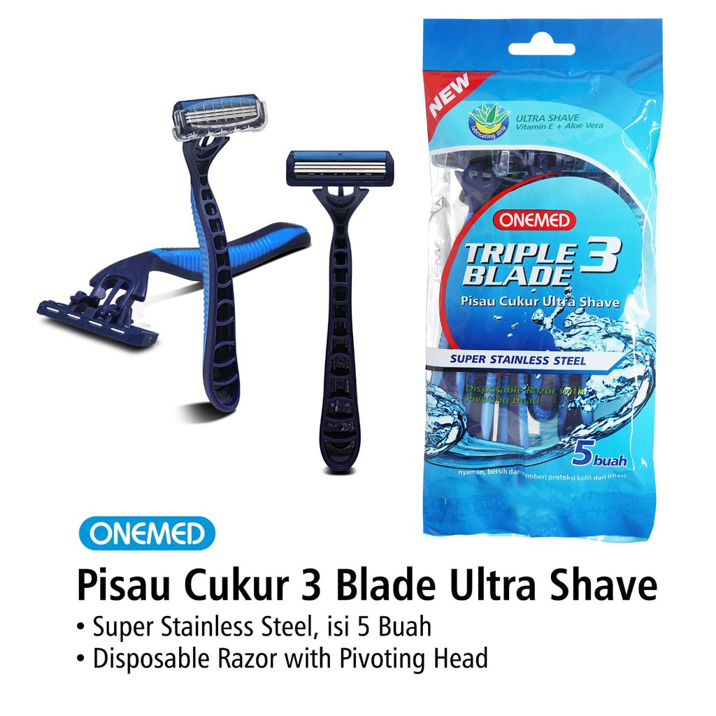 Pisau Cukur Bedah Ultra Shave 3 Blade Onemed Pack Isi 5pcs
