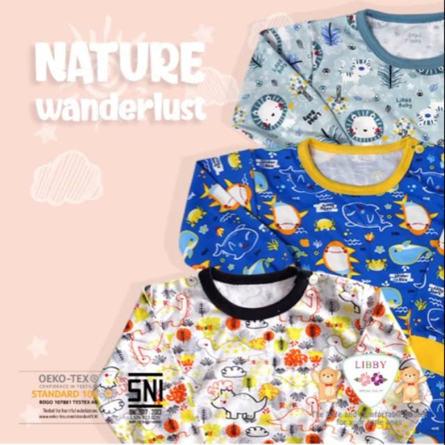 Pakaian Setelan Baju  Bayi  Libby  lengan  Pendek  Motif nature 