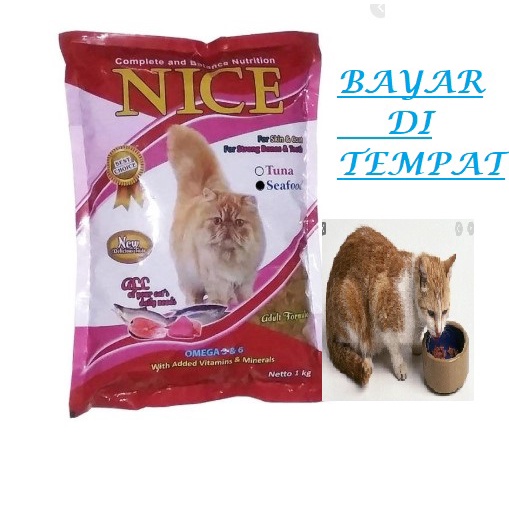 MAKANAN KUCING NUTRISI LENGKAP TERMURAH NICE 1 KG