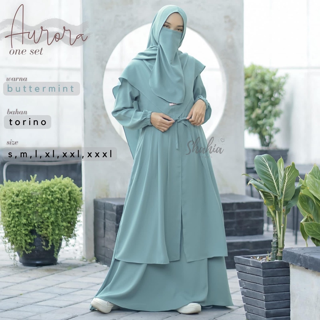 Gamis aurora set syari free cadar