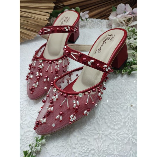 sepatu rafaizoutfit Naumi merah marron tinggi 5cm tahu