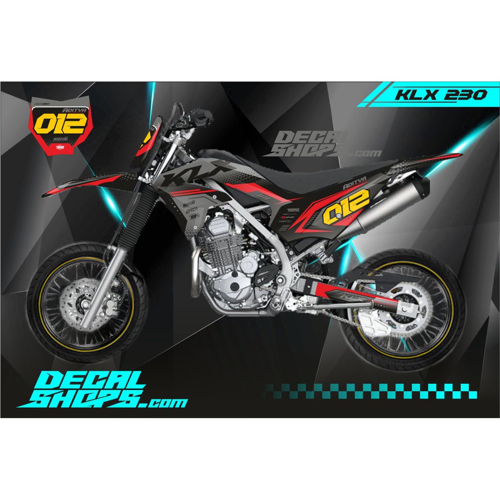 DECAL KLX 230  MURAH DECAL KLX 230 KEREN DECAL CRF SIMPELDECAL KLX 230 MERAH HITAM DECAL KLX 230 SUP