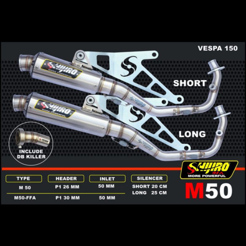Knalpot Vespa matic 150 SHIJIRO Racing type M50