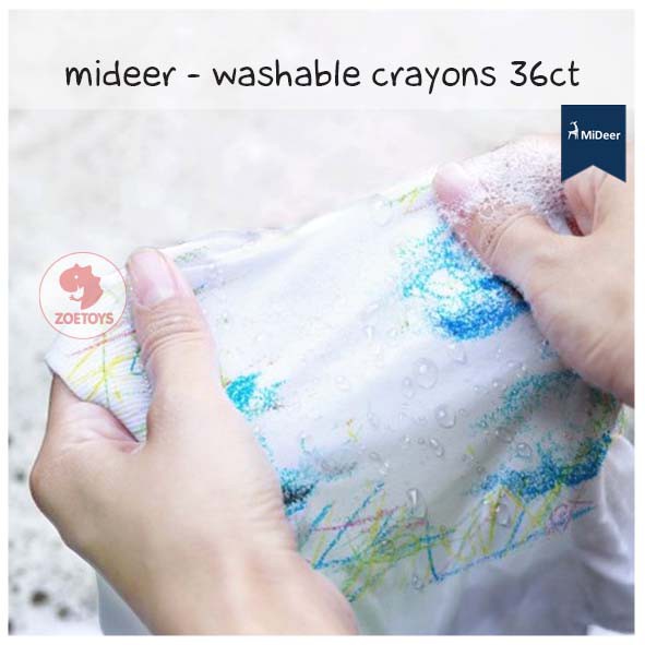 Zoetoys Mideer - Washable Crayons 12 ct. 24 36 warna colors | Peralatan Mewarnai | Nontoxic Crayons | Cari Kado | Cari Kado Natal