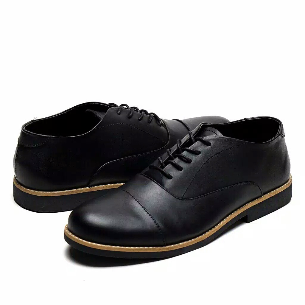 Sepatu Pantofel Pria Kulit Asli Casual Formal Kerja Oxford Sepatu Pantopel Pria - Oxford 0.1 Black