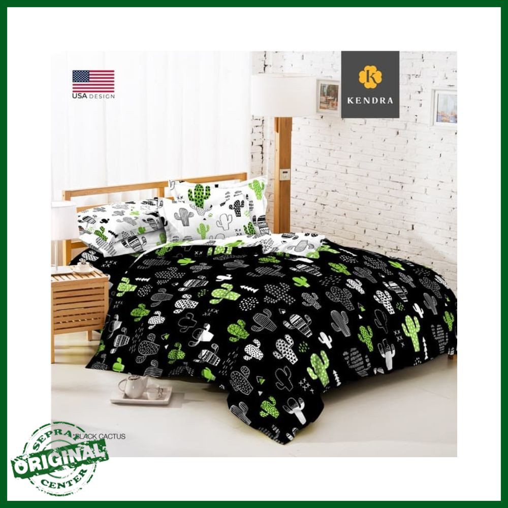 SEPRAI KENDRA / SPREI KENDRA BLACK CACTUS QUEEN 160 No.2 SEPRAI HITAM POHON KAKTUS