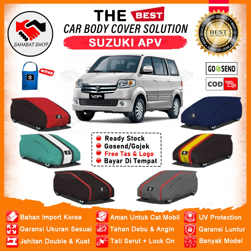 Sahabat Body Cover Mobil APV / Sarung Penutup Suzuki APV Arena Outdoor / Selimut Mantel Tutup Pelindung Mantol Jas Terpal Kerudung Pembungkus Kelambu Kerodong Tutupan Bungkus Mobil APV Waterproof Anti Air Model Orange