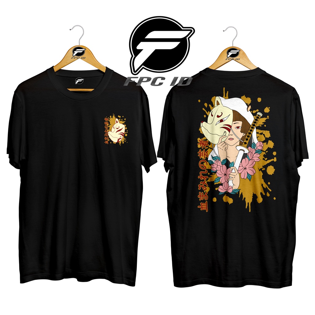 Kaos Anime Samurai Mask Lady Cotton Combed 30s Baju Distro Jumbo Pilihan Favorit Fpc Id