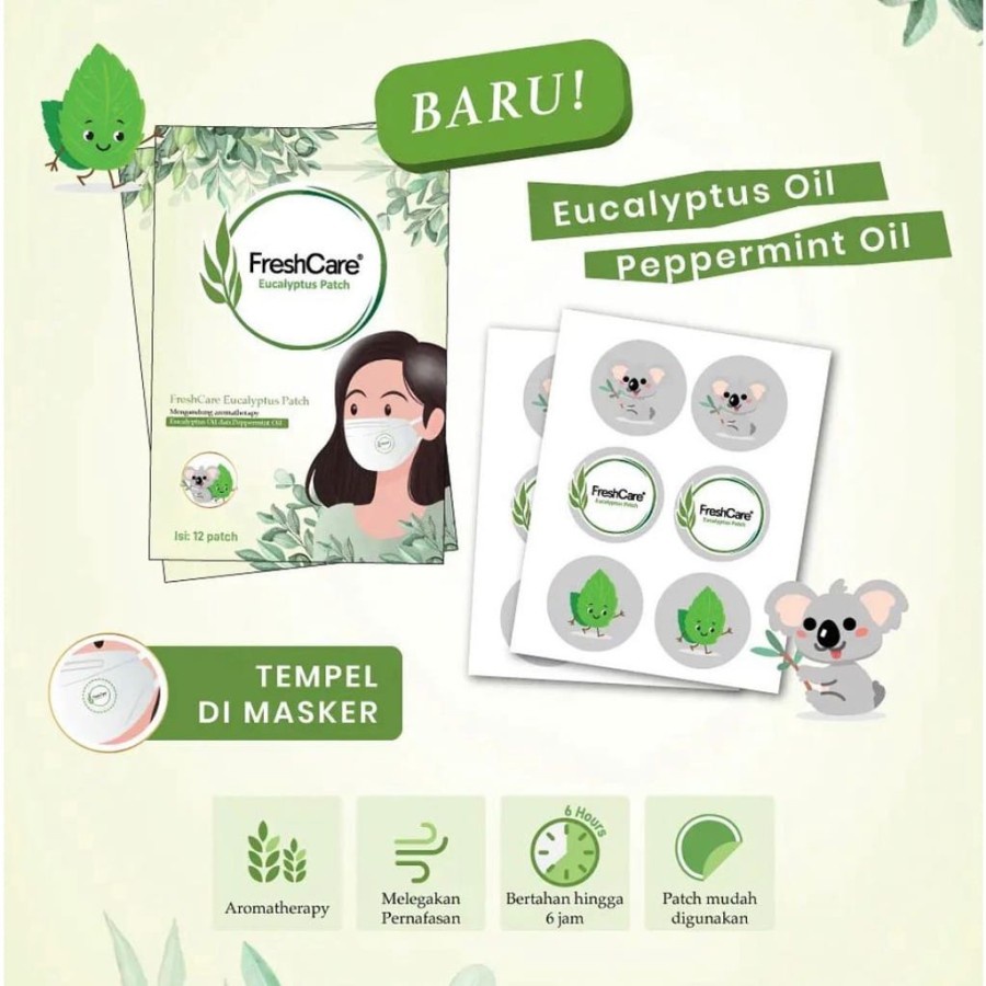 Stiker Masker Freshcare Fresh Care Eucalyptus Patch isi 12 Patch untuk masker kf94 kn95 duckbill