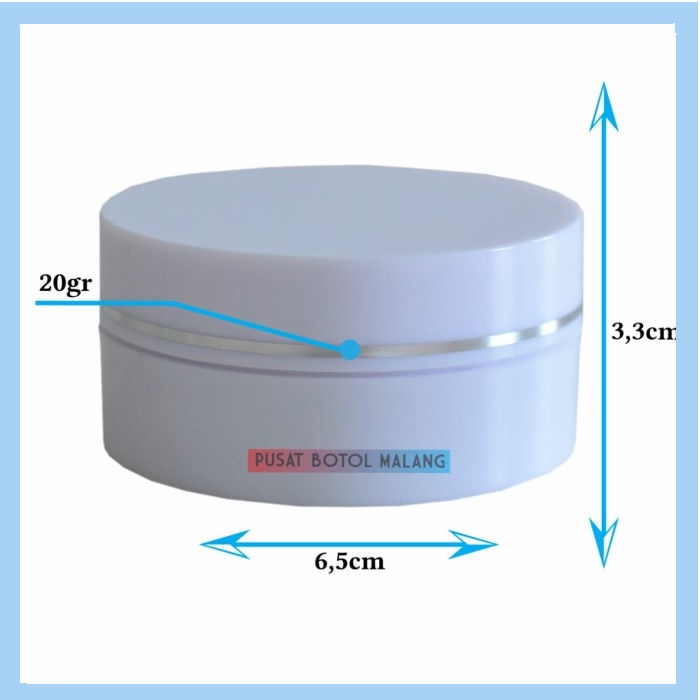 Pot Bedak Tabur 20Gr Putih/Putih List Silver