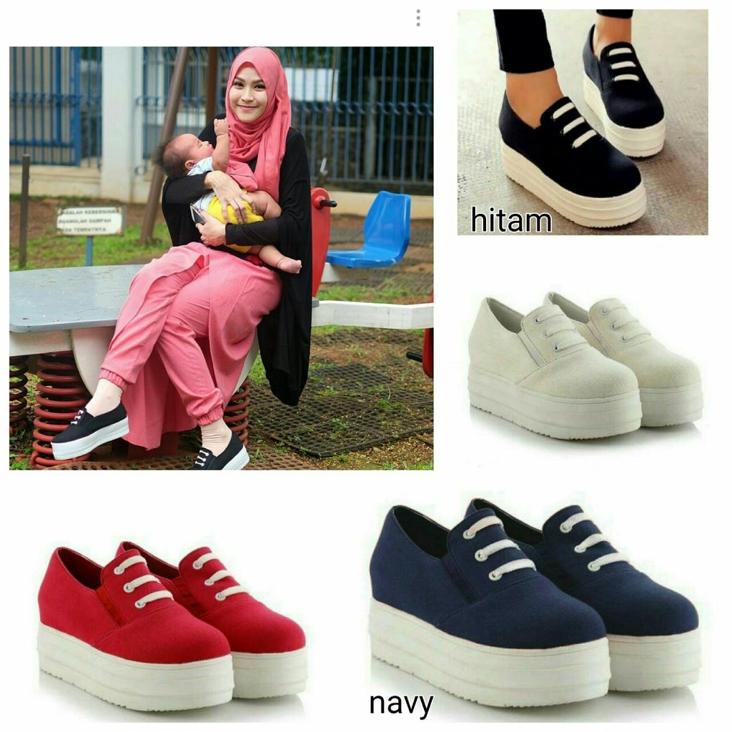 Sepatu Slipon Cewek 5cm Tali 3 Slip on Wanita Korea Sepatu Slipon Cewek 5cm Tali 3 Slip on Wanita Korea