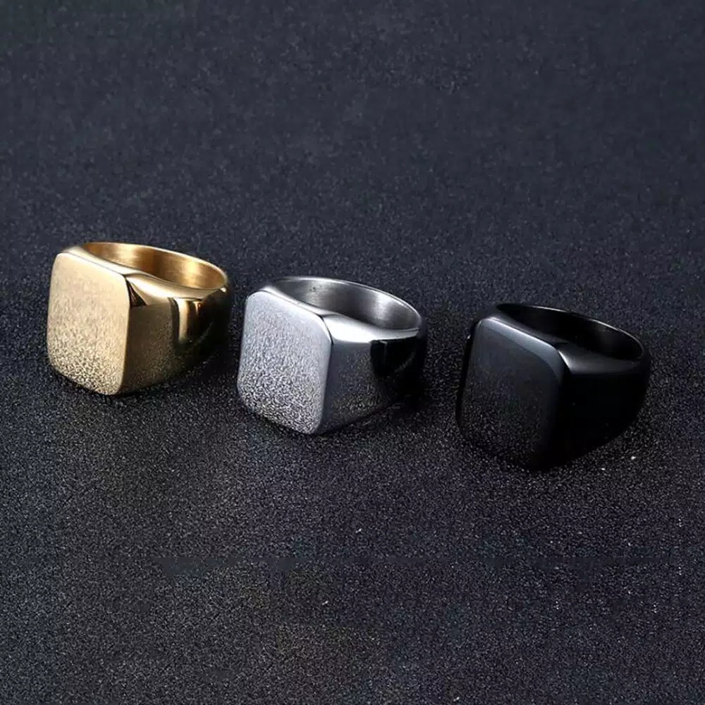 Cincin Titanium Pria Polos Anti Karat Cincin Pria Hitam Tidak Luntur Cincin Pria Keren Cincin Pallad