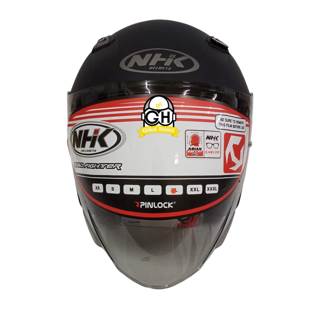 NHK S1 GP PRO SOLID BLACK DOFF HALF FACE DOUBLE VISOR WARNA POLOS DD-RING