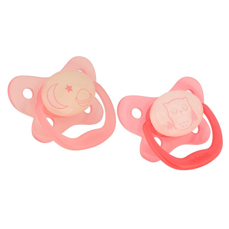 Dr. Brown's 2pk Glow In The Dark Girl Owl Pacifier 6-12m