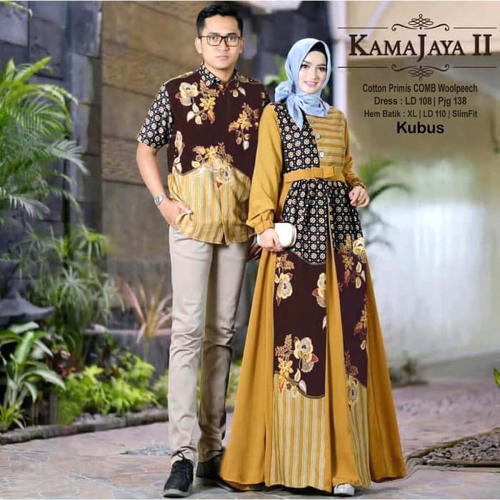 MY COUPLE BATIK MODERN KAMAJAYA SETELAN BATIK BAJU COUPLE KUNING MARUN
