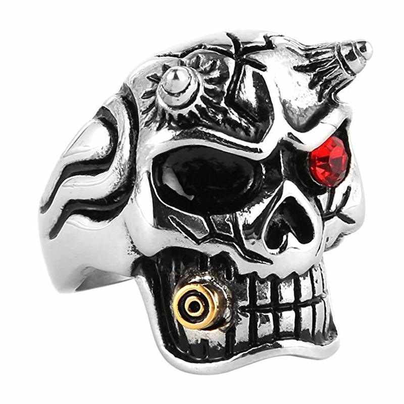 Vintage Fashion Skull Smoking Titanium Steel Men's Ring Jewelry