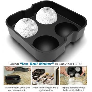 Cetakan Es Batu Model Bulat Ice Ball Maker Silicone Silikon dengan Isi 4 Buah Slot Cetakan / Pencetak Es Batu Kristal Bulet Bulat Bundar Bola 4 Tray Cetakan Puding Agar Telur Puyuh Es Jelly Coklat Lolipop / Wadah Cetakan Es Batu Unik Berkualitas Murah