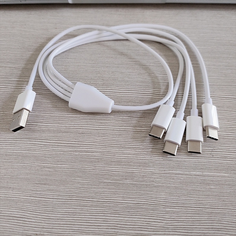 Cre Kabel Spliter Multi USB C 50cm Kabel Cas 4in1 Dengan 4colokan Male Type-C