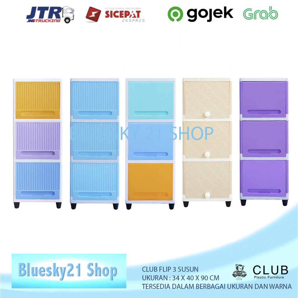 CLUB FLIP 3 SUSUN / CLUB FLIP EVERYDAY 3 SUSUN  / LACI PLASTIK CLUB MURAH / LEMARI PLASTIK CLUB MURA