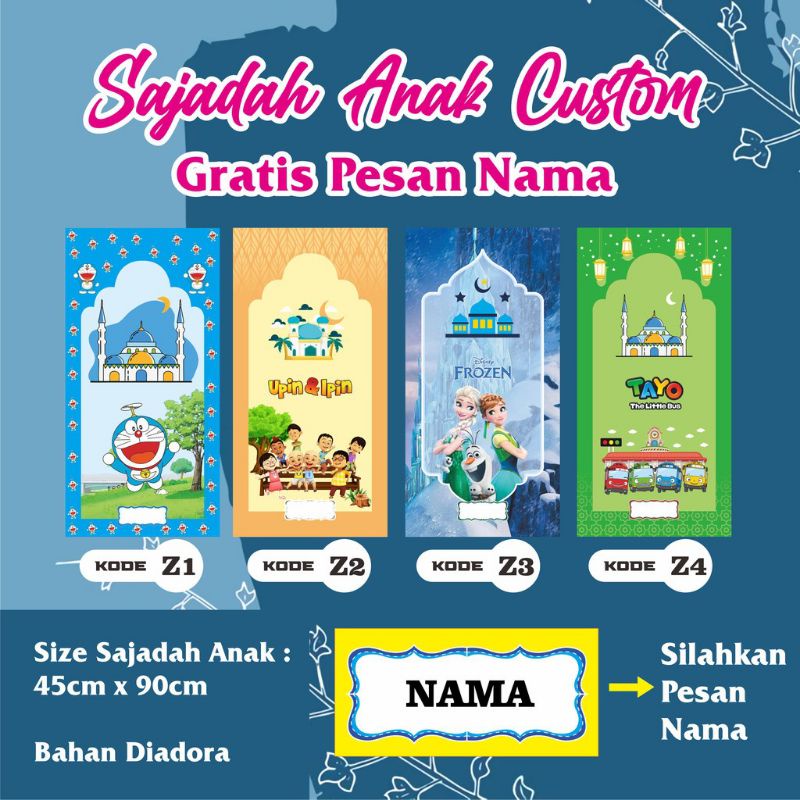 SAJADAH ANAK GRATIS SABLON NAMA / SAJADAH ANAK CUSTOM NAMA