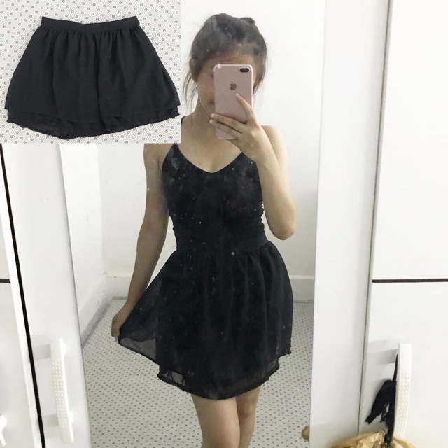 Rok ballerina black skirt chiffon flare preloved second bekas branded