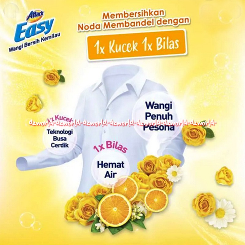 Attack Easy Wangi Bersih 750ml Detergen Cair Sparkling Rose Orange Jeruk Refill 1x Kucek Sabun Cuci Atack