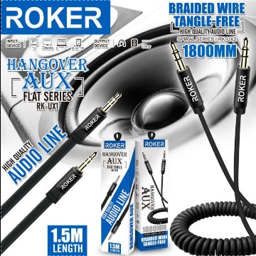 Kabel Audio ROKER Hangover FLAT Series RK-UX1 ORIGINAL AUX Cable 3.5mm Audio Line 1.5M