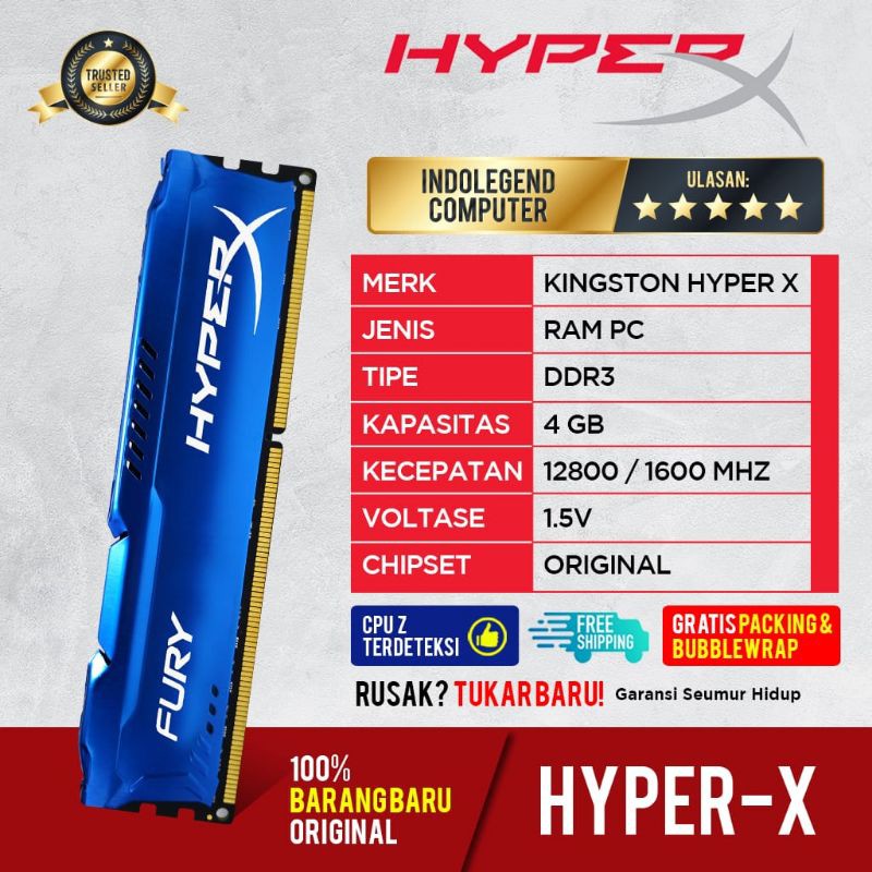 FURY HYPER X DDR3 4GB PC12800 LONGDIM