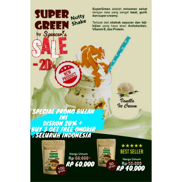 

Minuman Sehat SuperGreen Nutty Shake 100 gr