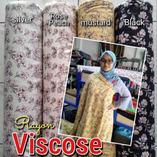 Kain katun Rayon VISCOSE motif bunga kecil