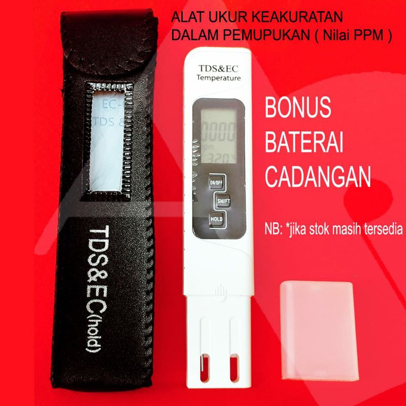 TDS EC METER 4 DIGIT ANGKA OUTPUT ( BONUS BATERAI CADANGAN )