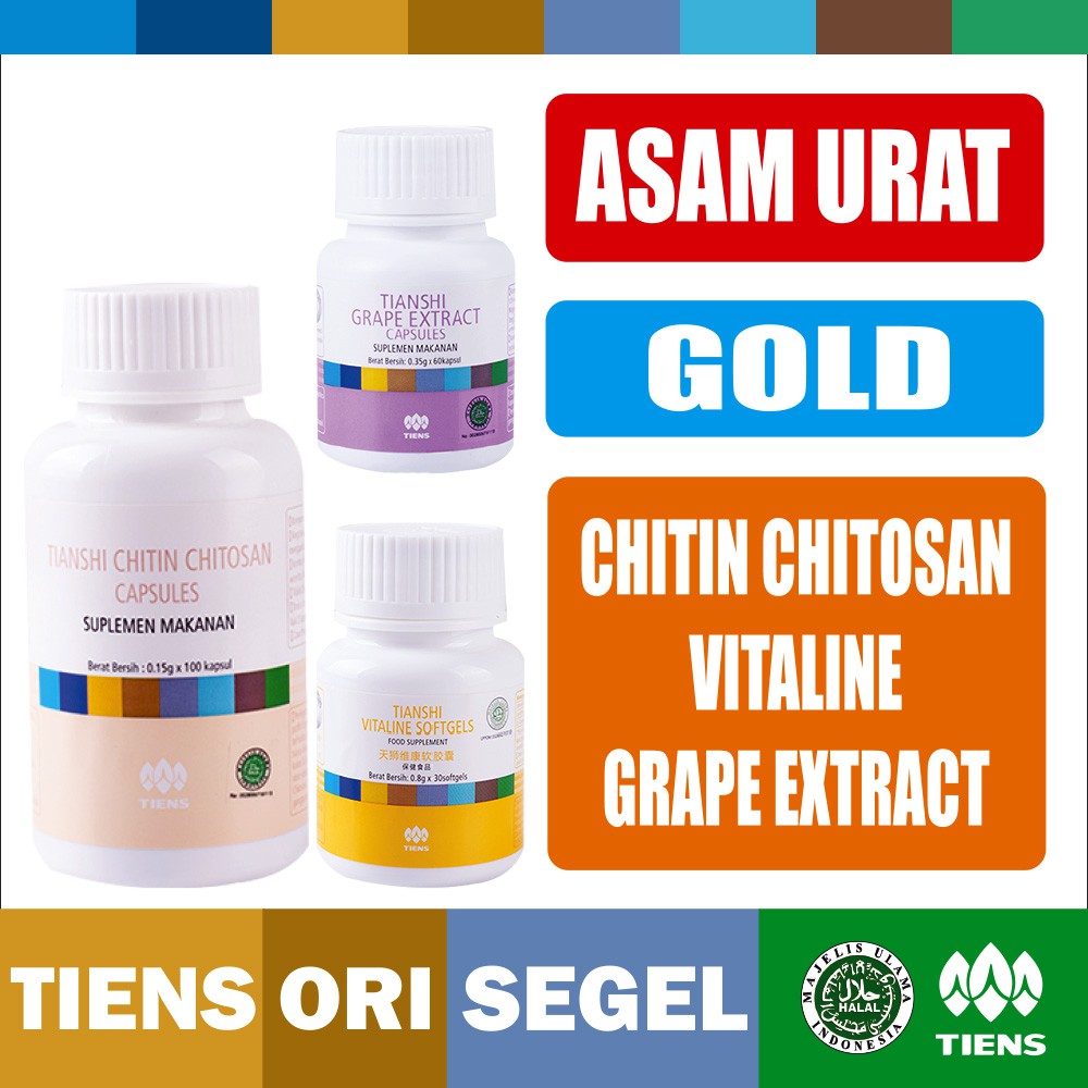 Tiens / Tianshi PAKET ASAM URAT GOLD - CHITIN CHITOSAN - VITALINE - GRAPE EXTRACT