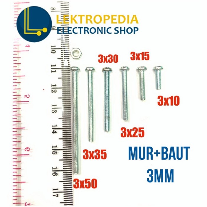 MUR 3mm BAUT 1cm 1.5cm 2.5cm 3cm 3.5cm 5cm Skrup Screw Plus Transistor