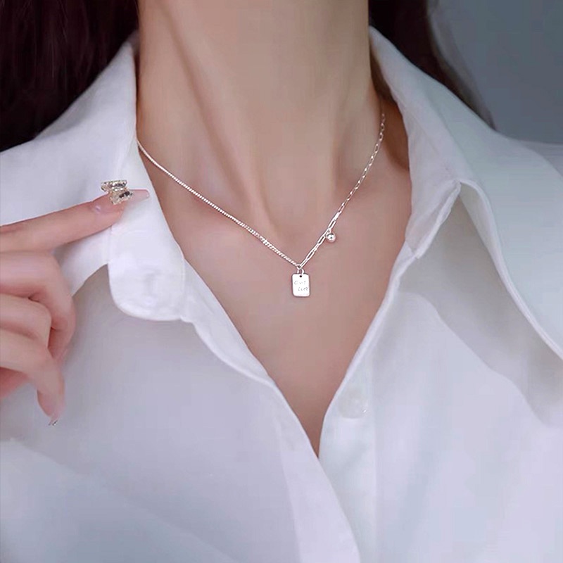 Kalung Sterling Silver 925 Bentuk Persegi Untuk Wanita