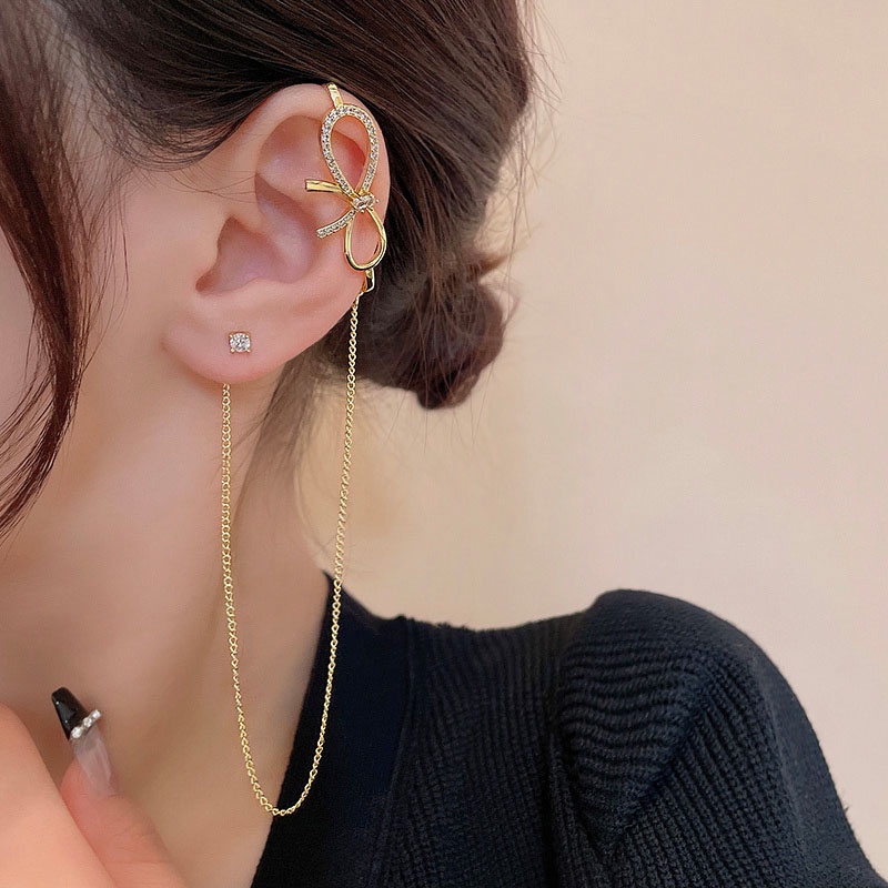 Anting Tusuk Sterling silver 925 Desain Pita Asimetris Hias Zircon Mewah Untuk Wanita