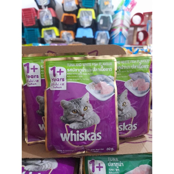 Whiskas Sachet Adult 80g-Rasa Tuna Withfish makanan Basah Kucing Whiskas