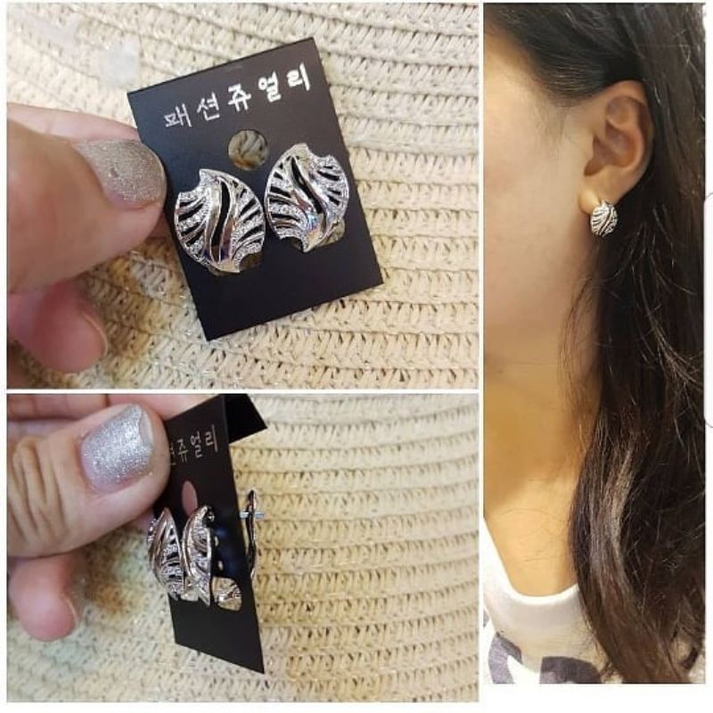 Anting Silver925 Perak Anti Karat anti alergi anting premium berlian kilap N-120