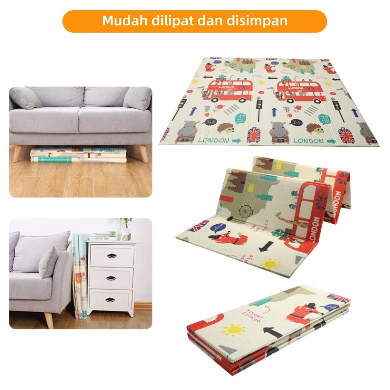 Playmat Bayi Matras Bayi Karpet Lipat Bayi Tikar Lipat Anak Bayi Motif Random Ukuran (180cm) GOSHOP88