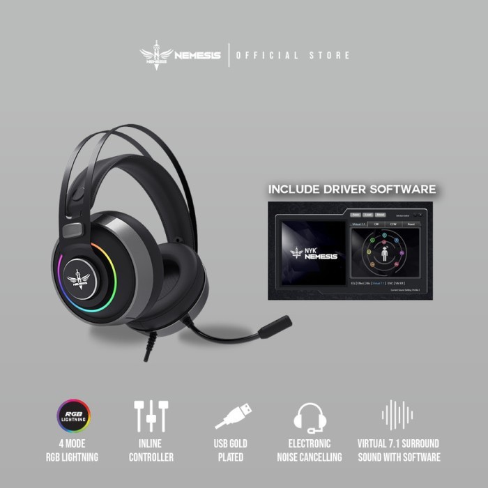 NYK AKKADIA HS E12 / HSE12 Headset Gaming 7.1 Surround With RGB