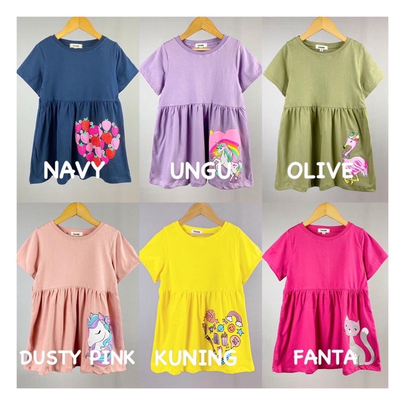 DRESS JELITA Lucuna Dress print anak katun size 1-5th