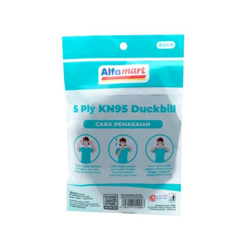 Alfamart Mask Premium KN95 Duckbill 5 ply 4 s