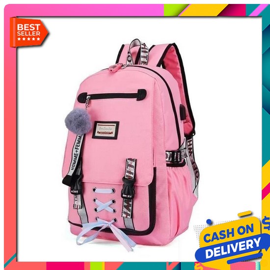 Tas Ransel Wanita Anti Air Import Kulit Coklat Carmen Ta419B7 Premium  Tas Sekolah Wanita Smp Sma -